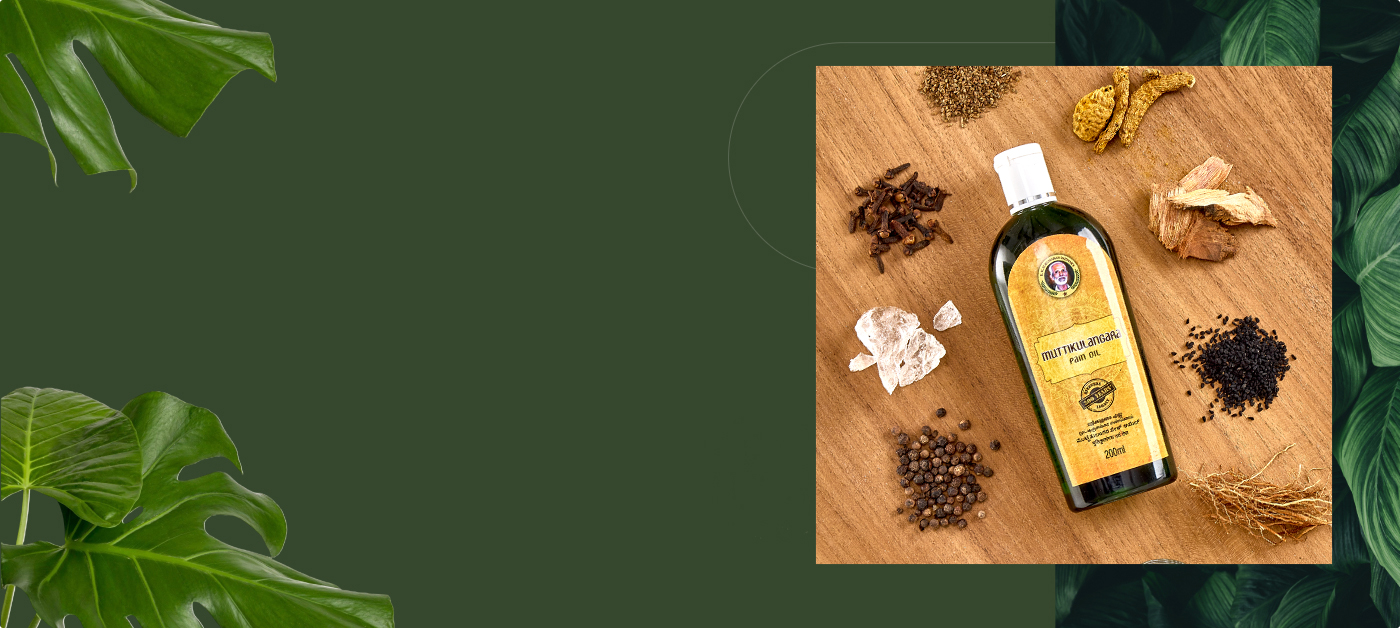 100% Natural Ayurvedic Herbal Pain Relief Oil - Muttikulangara Pain Oil by FourbyonPharma